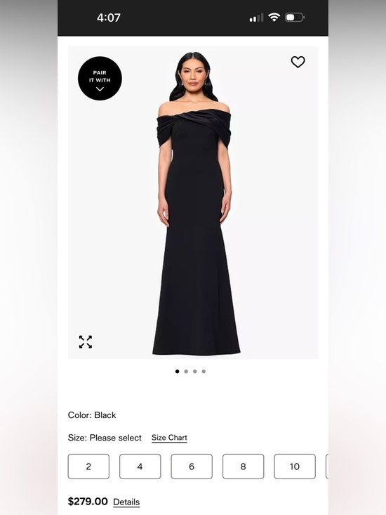 Betsy & Adam Dresses & Skirts - Betsy & Adam Black Off-the-Shoulder Maxi Gown